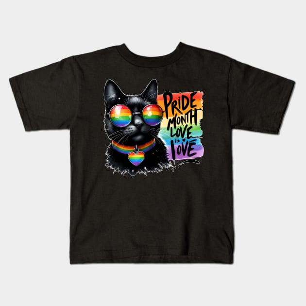 Funny Pride LGBTQIA Trans Black Cat Kids T-Shirt by TomFrontierArt